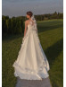 Strapless Ivory Satin Pleated Slit Wedding Dress